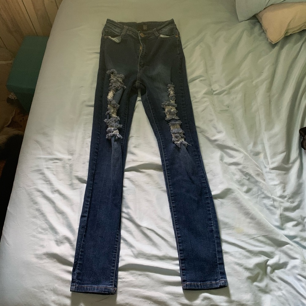 B.O.B. High waisted ripped skinny jeans.